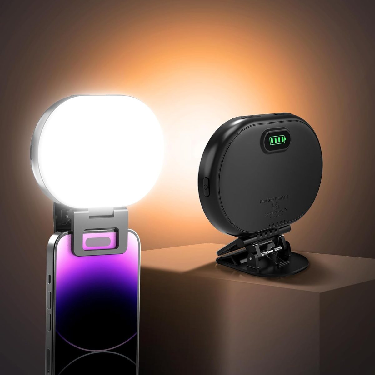 توبيب 80 مصباح LED لصور السيلفي بشاشة كاملة، حلقة اضاءة محمولة مع 3 اوضاع اضاءة و10 مستويات ساطعة، CRI 95+، مصباح جوال قابل لاعادة الشحن 2000mAh مع مشبك لايفون واندرويد والتابلت وفيديو تيك توك