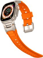 ⁦Mechanical Style Silicone Bands Compatible with Apple Watch Ultra 2/Ultra 49mm, Series 10 46mm/9/8/7(45mm)/SE2/SE/6/5/4(44mm) Sport Rugged Durable Strap with Metal Connector Replacement Band⁩ - الصورة ⁦5⁩