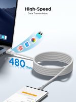 ⁦اييونوس كيبل USB نوع C، كيبل USB A الى USB C بطول 2 متر، كيبل شحن سريع مغطى بالنايلون متوافق مع ايفون 16 15 وسامسونج جالكسي اس 24 واس 23 واس 22 واس 21 وايه 12 وايه 54 ونوت 20 وسويتش وايباد وهواوي بي⁩ - الصورة ⁦3⁩