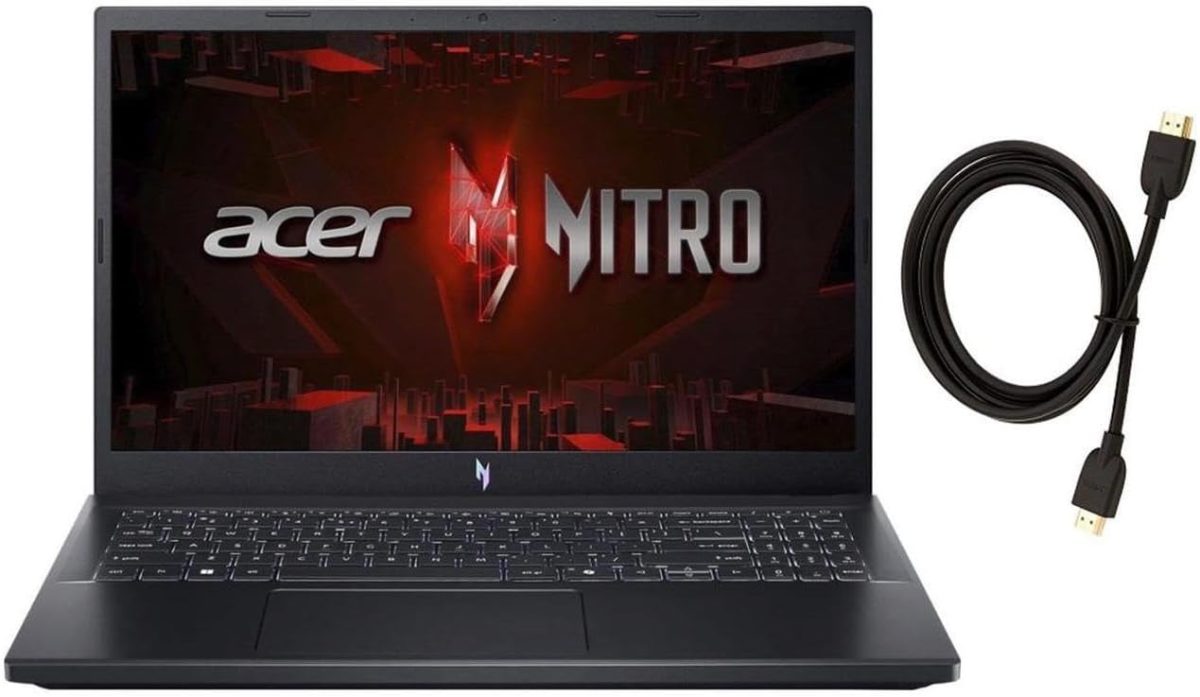 ايسر لابتوب العاب نيترو في بشاشة 15.6 انش FHD 144Hz ومعالج انتل 10 كور i7-13620H وبطاقة عرض مرئي انفيديا جيفورس RTX 4060 باضاءة خلفية و32GB RAM DDR5 و512GB SSD وويندوز 11 هوم مع كيبل HDMI