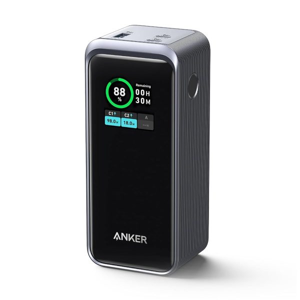 باور بانك برايم من انكر، شاحن محمول 20000mAh مع مخرج 200 واط، شاشة رقمية ذكية، 2 منفذ USB-C و1 منفذ USB-A متوافق مع ماك بوك برو/اير، ايفون 16/15/14، سامسونج، هواوي، ديل