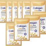 مجموعة كمامات وجه من سيرينديبيتيا مكونة من 10 قطع، مرطب للوجه للنساء، اقنعة وجه مرطبة ومغذية وتحسن العناية بالبشرة للبشرة الباهتة والمتعبة ومضادة للشيخوخة للعناية اليومية بالبشرة (ذهبي)