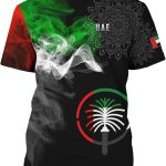 تي شيرت رجالي كلاسيكي مطبوع عليه علم الإمارات العربية المتحدة ثلاثي الابعاد برقبة دائرية ضيقة واكمام قصيرة قميص عصري كاجوال للجنسين