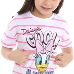 ار اند بي تيشرت للبنات 325-0740CKG02-1 برقبة دائرية ضيقة واكمام قصيرة بطبعة ديزي داك