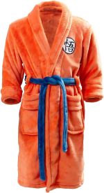 ⁦Fehodun Son Goku Costume Anime Cosplay Pyjamas Robes Soft Plush Long Bathrobes Orange Pyjamas Bathrobe for Children⁩ - الصورة ⁦7⁩