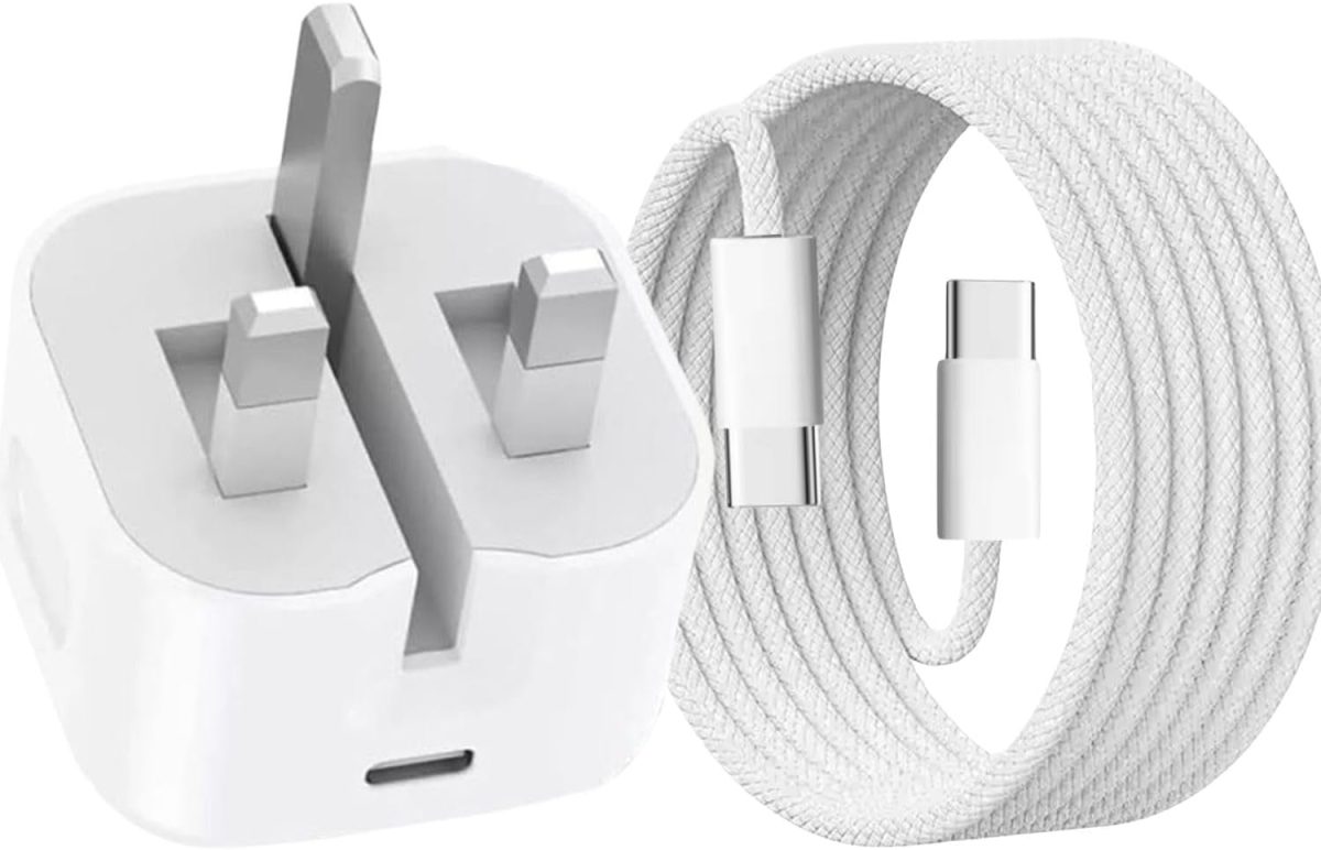 شاحن سريع من النوع C وUSB-C بقدرة 35 واط مع كيبل USB-C مضفر بطول 1 متر، محول طاقة PD 3.0، شحن عالمي لايفون 15/16 برو ماكس وبلس، ايباد، سامسونج S25/S24 الترا - شحن عالي السرعة وآمن