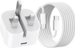 شاحن سريع من النوع C وUSB-C بقدرة 35 واط مع كيبل USB-C مضفر بطول 1 متر، محول طاقة PD 3.0، شحن عالمي لايفون 15/16 برو ماكس وبلس، ايباد، سامسونج S25/S24 الترا - شحن عالي السرعة وآمن