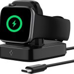 سبايجن حامل شاحن ساعة ابل [معتمد من ابل] شاحن سريع لساعة ابل سلسلة الترا 8 7 6 SE 5 4 3 49 ملم 45 ملم 44 ملم 42 ملم 41 ملم 40 ملم 38 ملم، وضع المنضدة الليلية (شاحن مدمج وكيبل USB نوع سي/بدون محول)