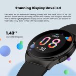 ⁦بلاك شارك ساعة ذكية اس 1 بشاشة اموليد 1.43 انش، عمر بطارية 10 ايام، مقاومة للماء IP68، مراقبة الصحة، شحن لاسلكي - اسود⁩ - الصورة ⁦4⁩