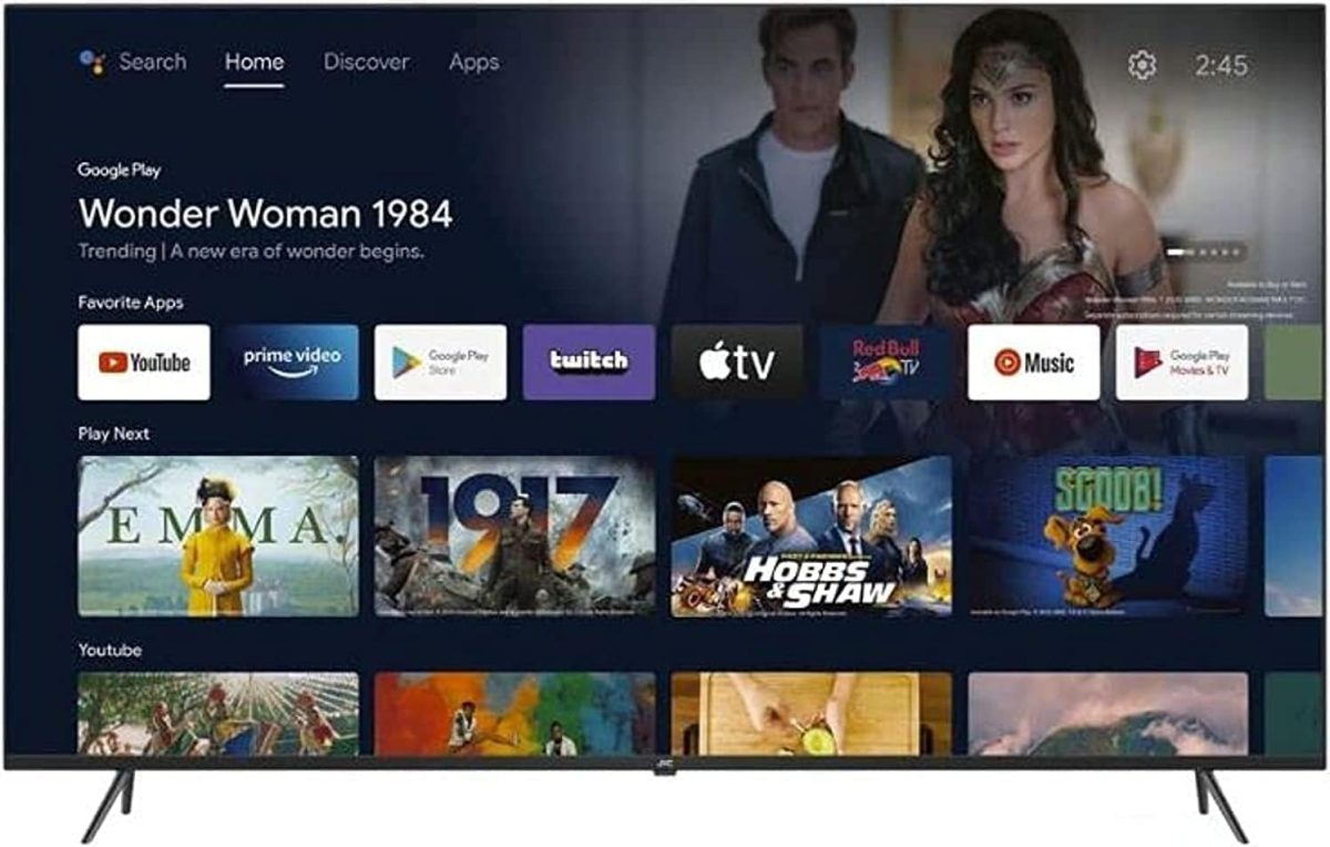 JVC تلفزيون ذكي 70 بوصة 4 كيه الترا اتش دي بدون حواف رسمي هاي جوجل ونتفليكس ويوتيوب وشاهد مدمج بلوتوث وواي فاي لون اسود موديل LT70N7135 - ضمان كامل لمدة عام