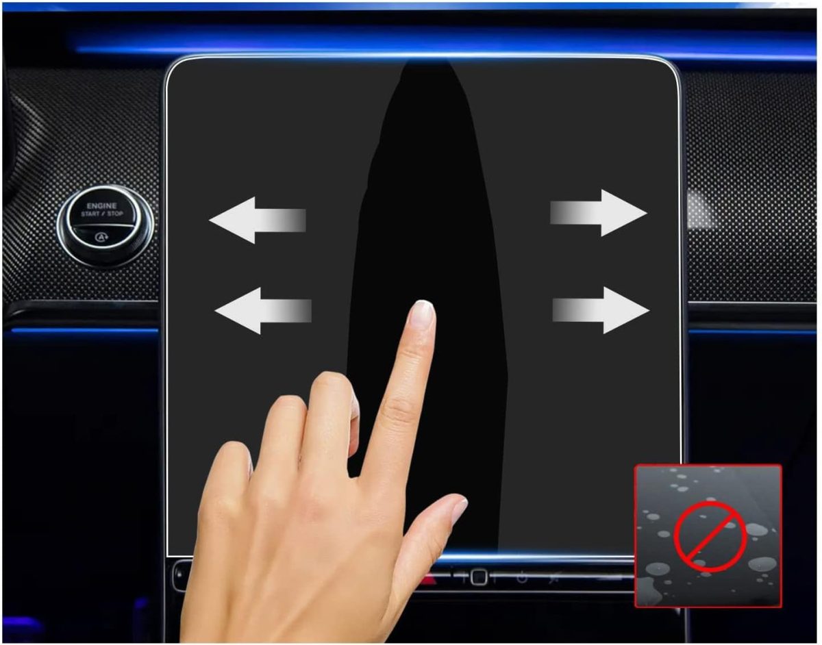 ⁦Screen Protector Foils Compatible With Mercedes For Benz S-Class W222 W223 2021-2025 Car GPS Navigation Screen Film Glass Protector Dashboard Display Film (21-25 S-class GPS film 12.8 inches)⁩ - الصورة ⁦3⁩