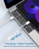 ⁦شاحن سريع من النوع C وUSB-C بقدرة 35 واط مع كيبل USB-C مضفر بطول 1 متر، محول طاقة PD 3.0، شحن عالمي لايفون 15/16 برو ماكس وبلس، ايباد، سامسونج S25/S24 الترا - شحن عالي السرعة وآمن⁩ - الصورة ⁦4⁩
