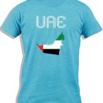 تي شيرت قطني مطبوع عليه علم دولة الامارات العربية المتحدة | خريطة الامارات العربية المتحدة مع علم | الاحتفال باليوم الوطني الدولي السعيد للرجال