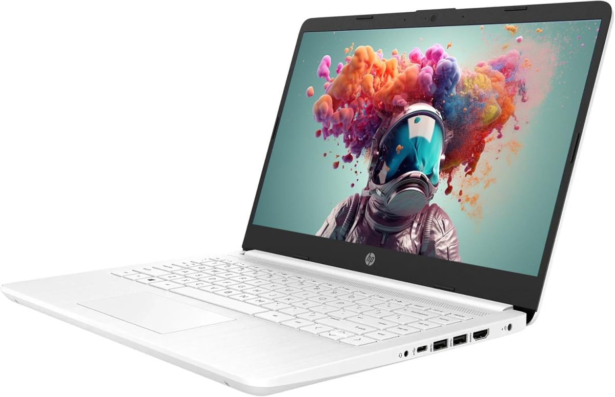 ⁦HP لابتوب اعمال 2025 للطلاب بشاشة HD 14 انش ومعالج انتل سيليرون رباعي النواة وRAM 16GB وذاكرة تخزين 320GB (بطاقة ذاكرة اي ام ام سي 64GB + بطاقة SD 256GB) واوفيس 365 لمدة عام وبطاقة رسومات انتل UHD⁩ - الصورة ⁦3⁩