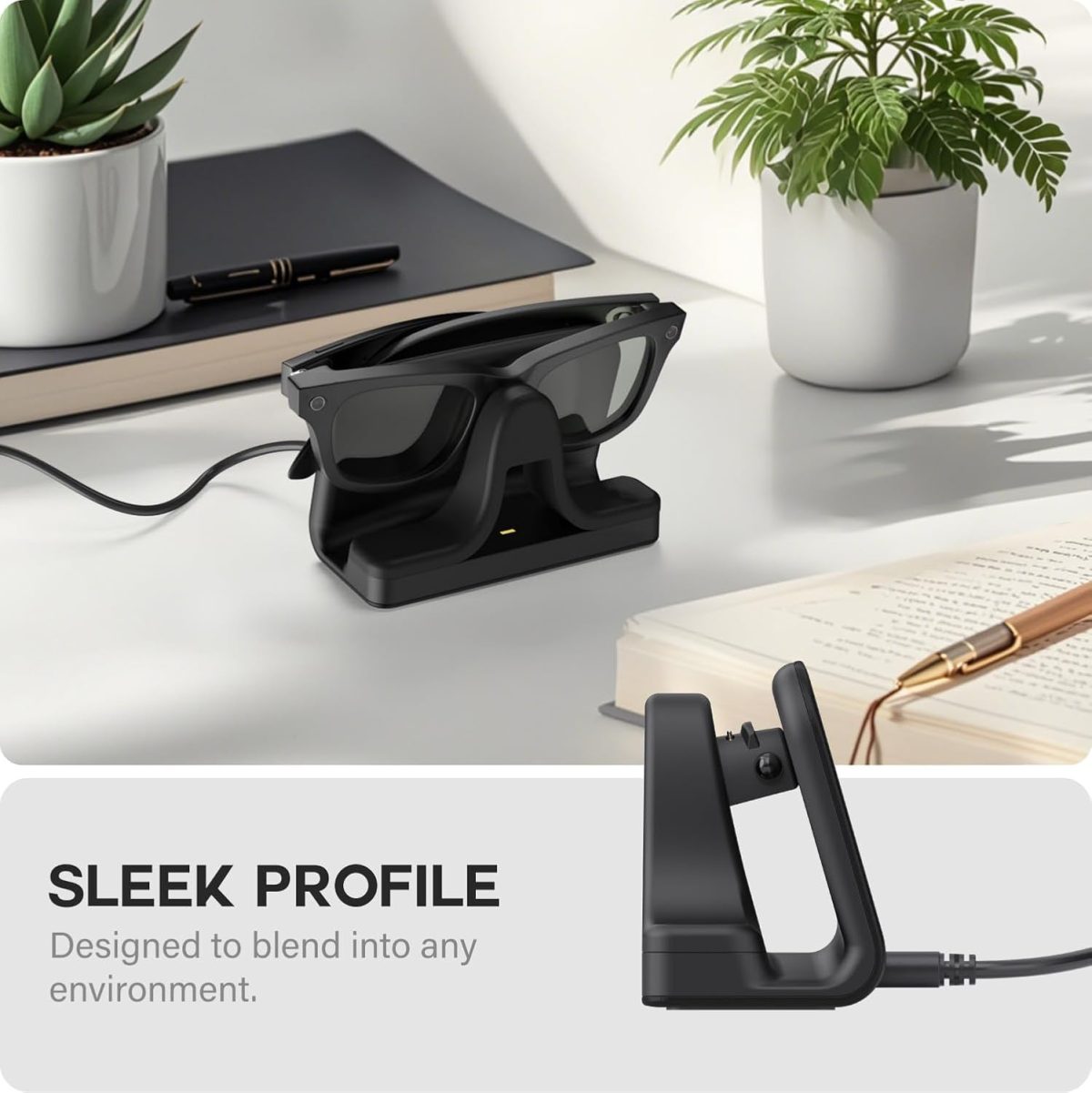 ⁦توسيتا حامل شحن وكابل متوافق مع نظارات راي بان ميتا الذكية - اسود، USB-C⁩ - الصورة ⁦5⁩