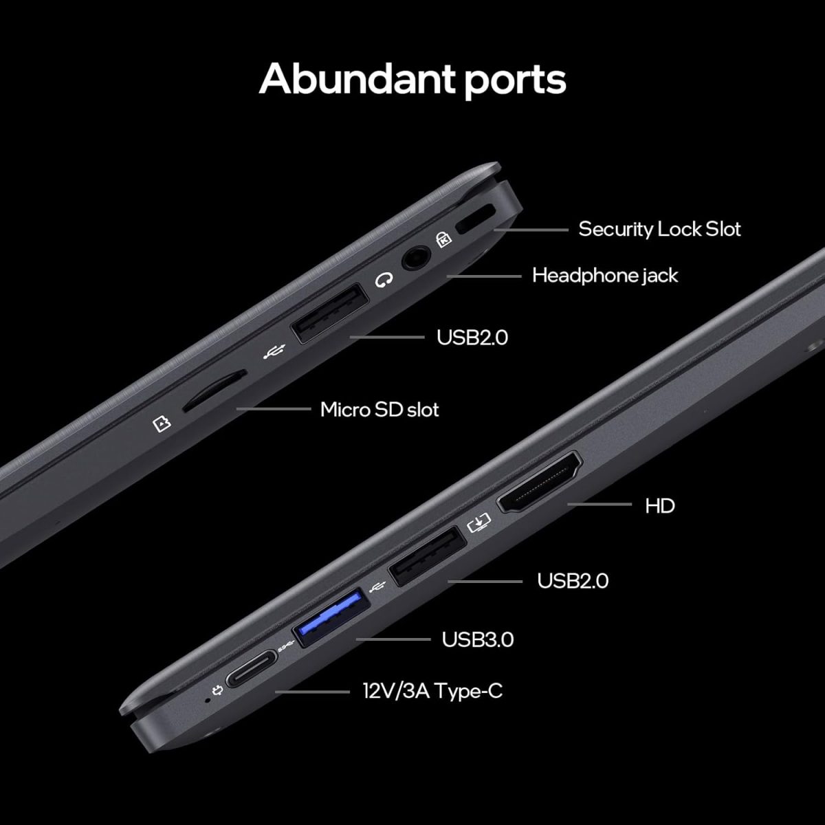 ⁦UOWAMOU 14" Laptop Windows 11 Pro - Intel N5095 Quad-Core, 8GB RAM 128GB SSD, WiFi 5/Bluetooth 5.0, Webcam Privacy Cover, Preloaded Office 2024 - Ultra-Portable⁩ - الصورة ⁦5⁩