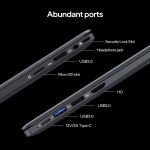 ⁦UOWAMOU 14" Laptop Windows 11 Pro - Intel N5095 Quad-Core, 8GB RAM 128GB SSD, WiFi 5/Bluetooth 5.0, Webcam Privacy Cover, Preloaded Office 2024 - Ultra-Portable⁩ - الصورة ⁦5⁩