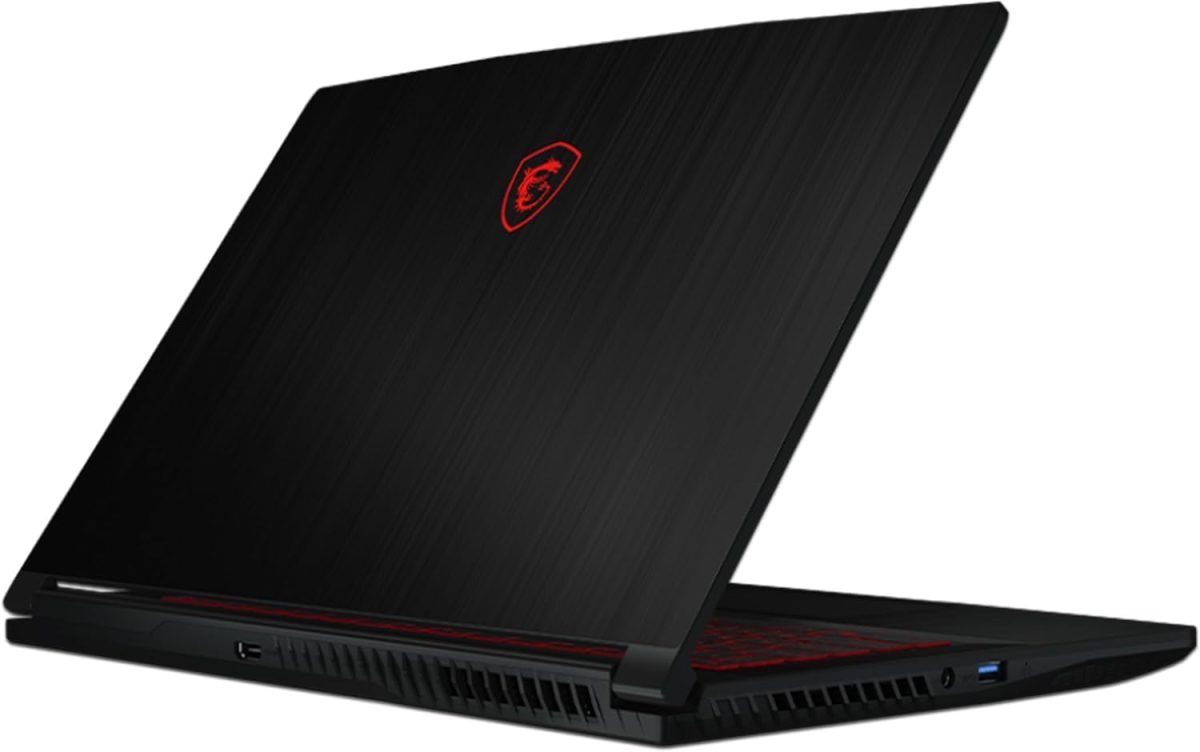 ⁦MSI لابتوب العاب Gf63 رفيع 12Ucx بشاشة 15.6 FHD 144Hz ومعالج انتل كور I5 12450H وذاكرة RAM 8GB وSSD 512GB وانفيديا جيفورس Rtx 2050 4GB وكيبورد انجليزي باضاءة خلفية وويندوز 11 هوم مقاس 48×33×9 سم، اسود⁩ - الصورة ⁦3⁩