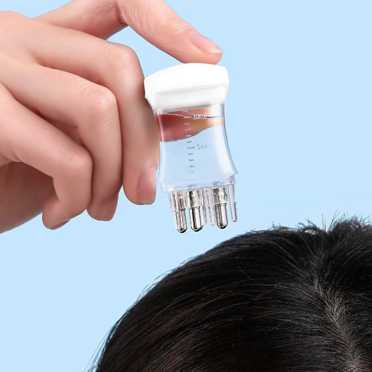 ⁦اداة توزيع زيت الشعر من قطعتين، اداة توزيع زيت الشعر لتدليك فروة الرأس، زجاجة توزيع مشط للجذور، موزع زيت شعر محمول للعناية بفروة الرأس، تفريغ سائل سلس، اداة وضع مشط فروة الرأس⁩ - الصورة ⁦5⁩