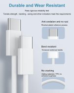 ⁦شاحن سريع من النوع C وUSB-C بقدرة 35 واط مع كيبل USB-C مضفر بطول 1 متر، محول طاقة PD 3.0، شحن عالمي لايفون 15/16 برو ماكس وبلس، ايباد، سامسونج S25/S24 الترا - شحن عالي السرعة وآمن⁩ - الصورة ⁦5⁩