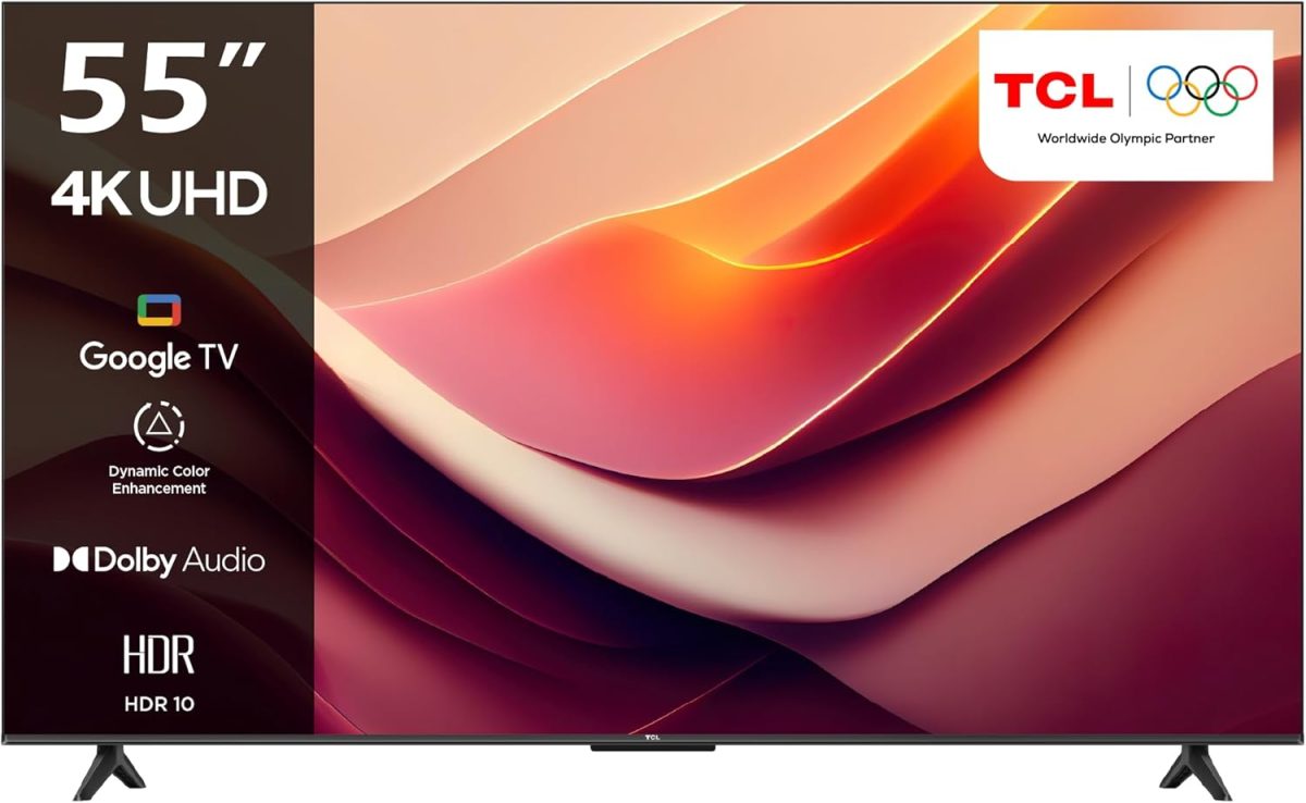 TCL تلفزيون جوجل الذكي 4K UHD مقاس 55 بوصة، HDR 10، صوت دولبي، تحسين اللون الديناميكي، تصميم معدني بدون حواف (موديل 2024) 55P69B اسود