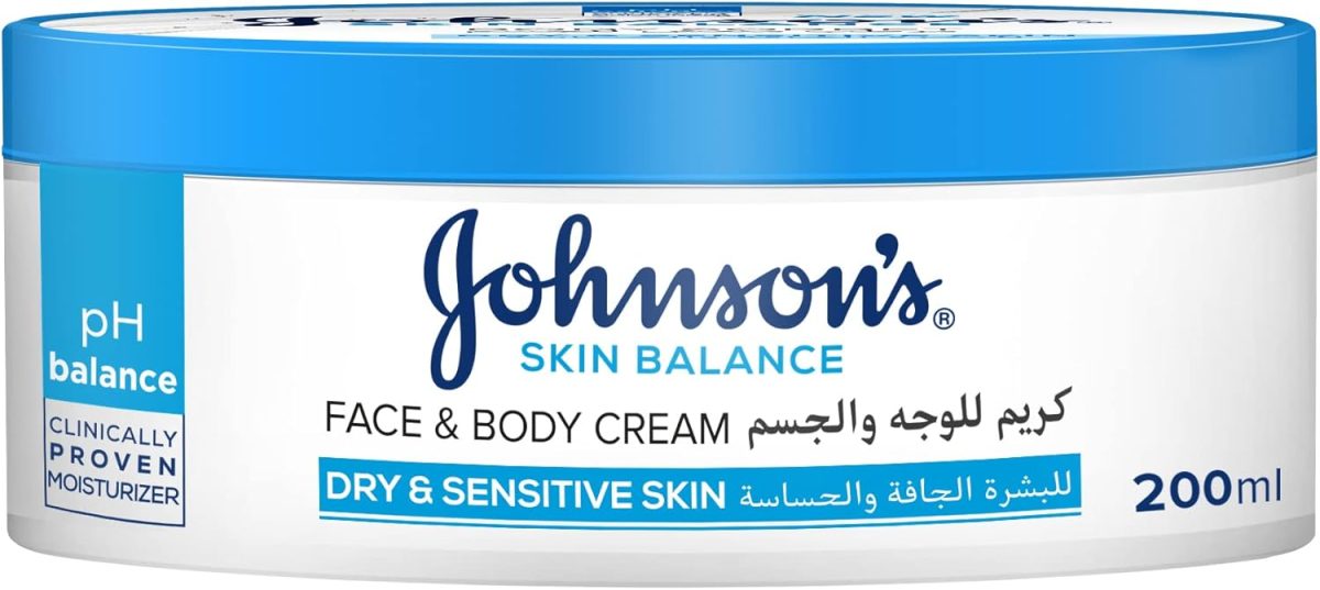 كريم الوجه والجسم سكين بالانس من جونسون، تركيبة مثبتة سريريا ترطب بشرتك بشكل مكثف للمساعدة في استعادة درجة حموضتها لبشرة متوازنة ورطبة وصحية المظهر، 200 مل