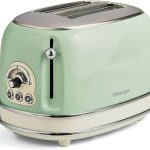 محمصة توست من اريتي 155/14 بعدد 2 فتحة عريضة وتصميم عتيق و6 اوضاع تشغيل ووظائف اذابة الجليد واعادة التسخين والايقاف - جدران باردة واقدام مانعة للانزلاق ولفة للسلك، بقدرة 810 واط ولون اخضر/كريمي