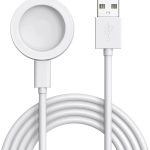 او اوزون شاحن مغناطيسي متوافق مع ساعة هواوي GT5 برو/GT5/GT4/GT3 برو/GT3/ووتش 4/ووتش 4 برو/ووتش 3/ووتش 3 برو/GT2 برو، قاعدة شحن USB محمولة مع كابل نوع سي قابل للفصل - ابيض