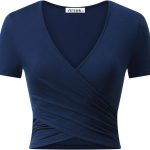 فيتور قمصان نسائية بقبة V عميقة واكمام قصيرة وقصة ضيقة فريدة من نوعها من كوس ملفوفة