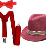 مجموعة اكسسوارات تنكرية للاطفال من اتش اي اتش سي بي اف بتصميم عشرينيات القرن الماضي، ملابس حفلات للاولاد وحمالات قابلة للتعديل وربطة عنق مربوطة مسبقا وقبعة فيدورا قصيرة الحواف