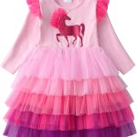 دي اكس تي او فساتين توتو شتوية بأكمام طويلة للفتيات الصغيرات لحفلات الزهور لعمر 2-8 سنوات, Aalh2113Pink, 3 سنوات