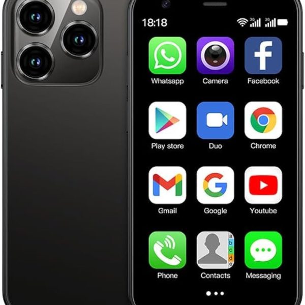 جوال ذكي صغير غير مقفل بتقنية 4G مقاس 3 انش، ثنائي شرائح الاتصال، كاميرا 2MPx+5Mpx، اندرويد 10.0 رباعي النواة (اسود)