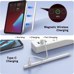 ⁦قلم ايباد الجيل الثاني مع شحن مغناطيسي ومنفذ USB، قلم ستايلس لجهاز ايباد مع خاصية رفض راحة اليد، متوافق مع ايباد 10/9/8/7/6، ايباد ميني 6/5، ايباد اير 5/4/3، ايباد برو 11 انش، ايباد برو 12.9 انش⁩ - الصورة ⁦4⁩