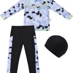 سيور طقم ملابس سباحة للاولاد من 3 قطع باكمام طويلة للحماية من الطفح الجلدي، بدلة سباحة سريعة الجفاف واقية من الشمس، مجموعة استحمام للاطفال للتدريب على الشاطئ