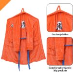 ⁦Fehodun Son Goku Costume Anime Cosplay Pyjamas Robes Soft Plush Long Bathrobes Orange Pyjamas Bathrobe for Children⁩ - الصورة ⁦3⁩