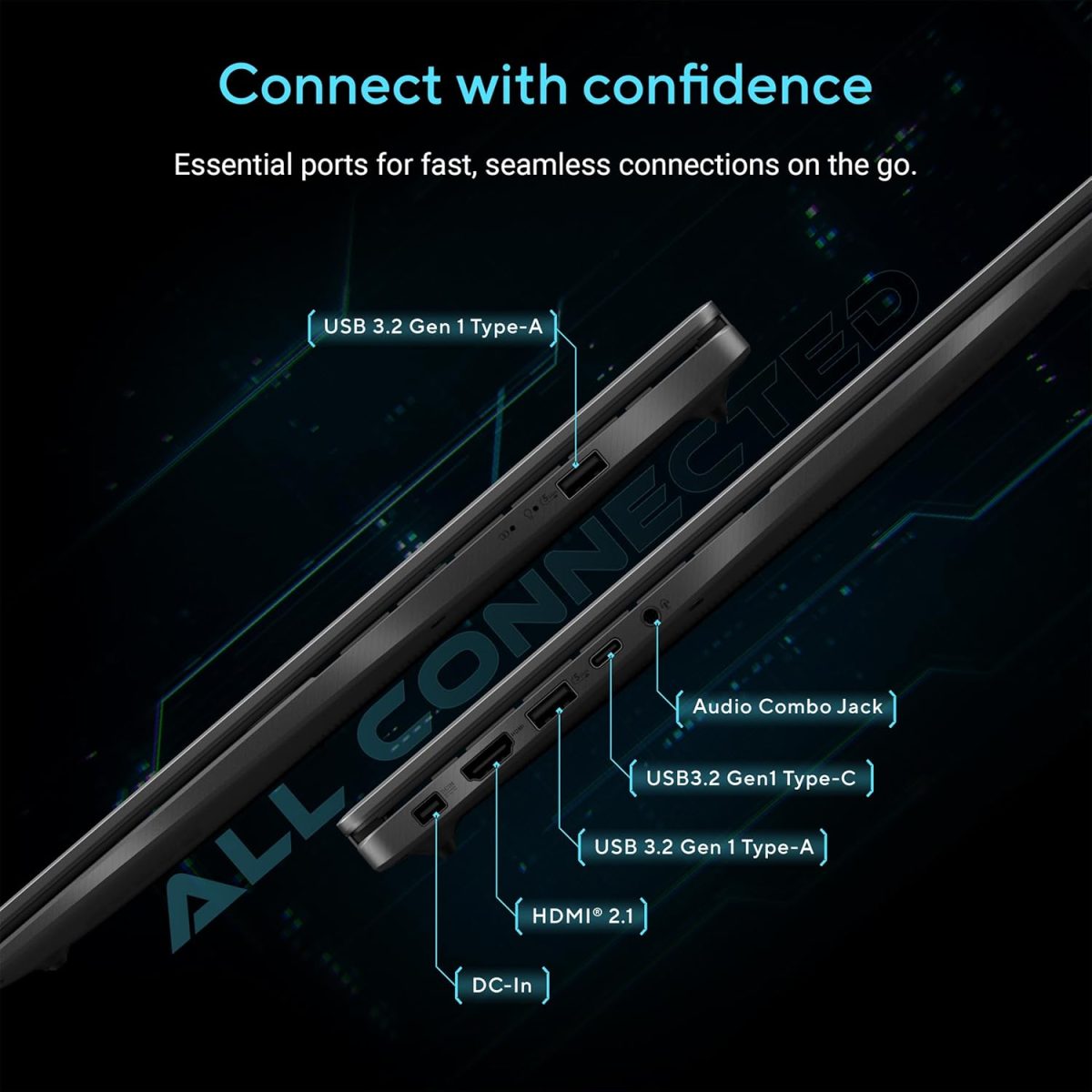⁦اسس لابتوب العاب V16، شاشة 16 انش WUXGA 144Hz، معالج انتل كور 7 240H، انفيديا جيفورس RTX 3050، ذاكرة 16GB، تخزين 512GB، ويندوز 11، اسود مات، V3607VJ-DS76⁩ - الصورة ⁦6⁩