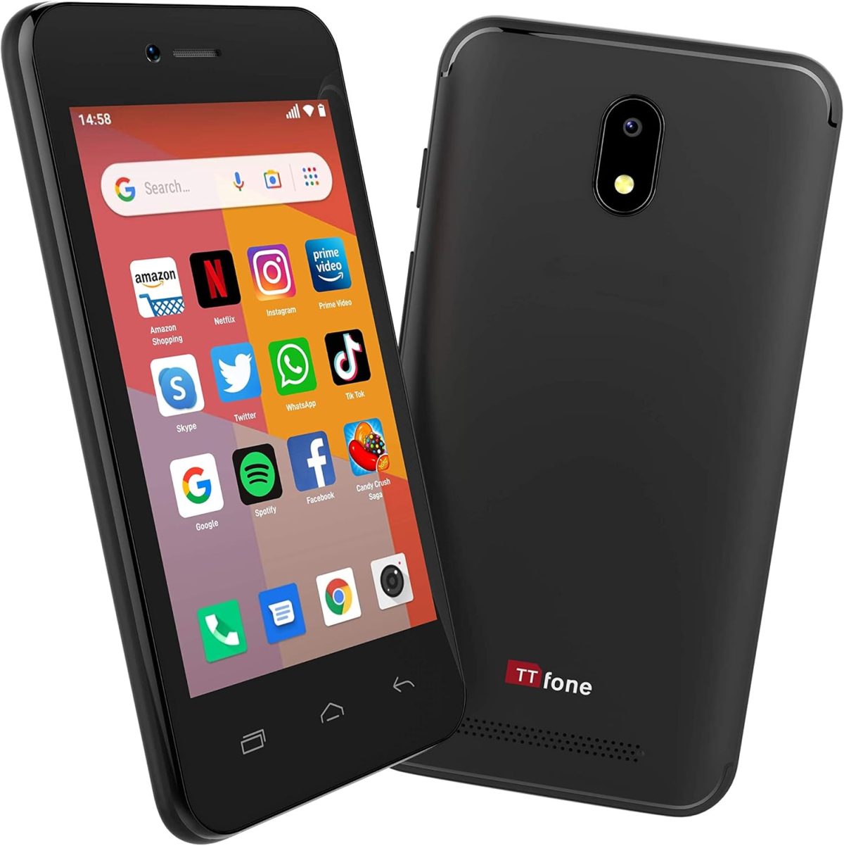 ⁦هاتف تي فون TT20 الذكي 3G مع اندرويد جو 8 جيجا شريحتين اتصال 4 انش شاشة لمس مع كابل يو اس بي، اسود⁩ - الصورة ⁦3⁩