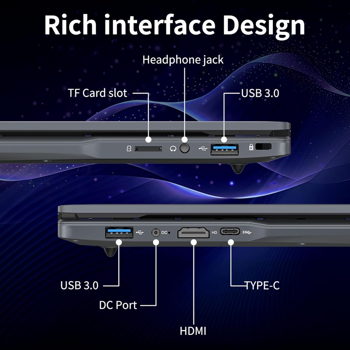 ⁦لابتوب اوك بوك 15.6 انش، AMD رايزن 5 3500U (حتى 3.7GHz) معالج رباعي النواة، 32GB DDR4 RAM، M.2 SSD، نوت بوك محمول مع لوحة لمس قابلة للتعديل، مفتاح كاميرا ويب للخصوصية (32GB DDR4 | 512GB SSD)⁩ - الصورة ⁦4⁩