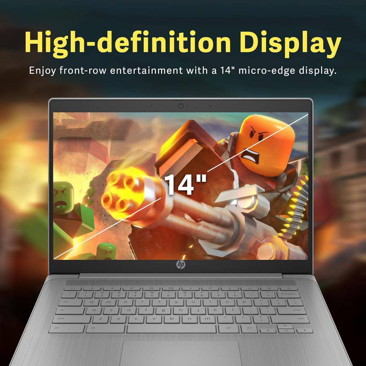 ⁦HP لابتوب كروم بوك 14 انش HD فلاجشيب للطلاب والاعمال، معالج سيليرون رباعي النواة N4120، ذاكرة RAM 4GB، تخزين 192GB (64GB eMMC + بطاقة 128GB)، كاميرا ويب، واي فاي، بطارية طويلة، كروم OS+ ملحق هابكسيل⁩ - الصورة ⁦7⁩