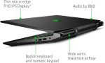 ⁦HP لابتوب العاب بافليون 15-DK0056WM / 15-DK0096WM - شاشة 15.6 انش FHD IPS، انتل كور i5-9300H، 8 جيجا، 256 جيجا اس اس دي، انفيديا جي تي اكس 1650 4 جيجا، ويندوز 10، كيبورد انجليزي، اسود (ضمان لمدة عام)⁩ - الصورة ⁦8⁩