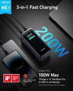⁦باور بانك برايم من انكر، شاحن محمول 20000mAh مع مخرج 200 واط، شاشة رقمية ذكية، 2 منفذ USB-C و1 منفذ USB-A متوافق مع ماك بوك برو/اير، ايفون 16/15/14، سامسونج، هواوي، ديل⁩ - الصورة ⁦2⁩