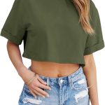تانكانيو تي شيرت قصير للنساء نصف كم بكتف متدلي Y2K كاجوال صيفي بيسيك