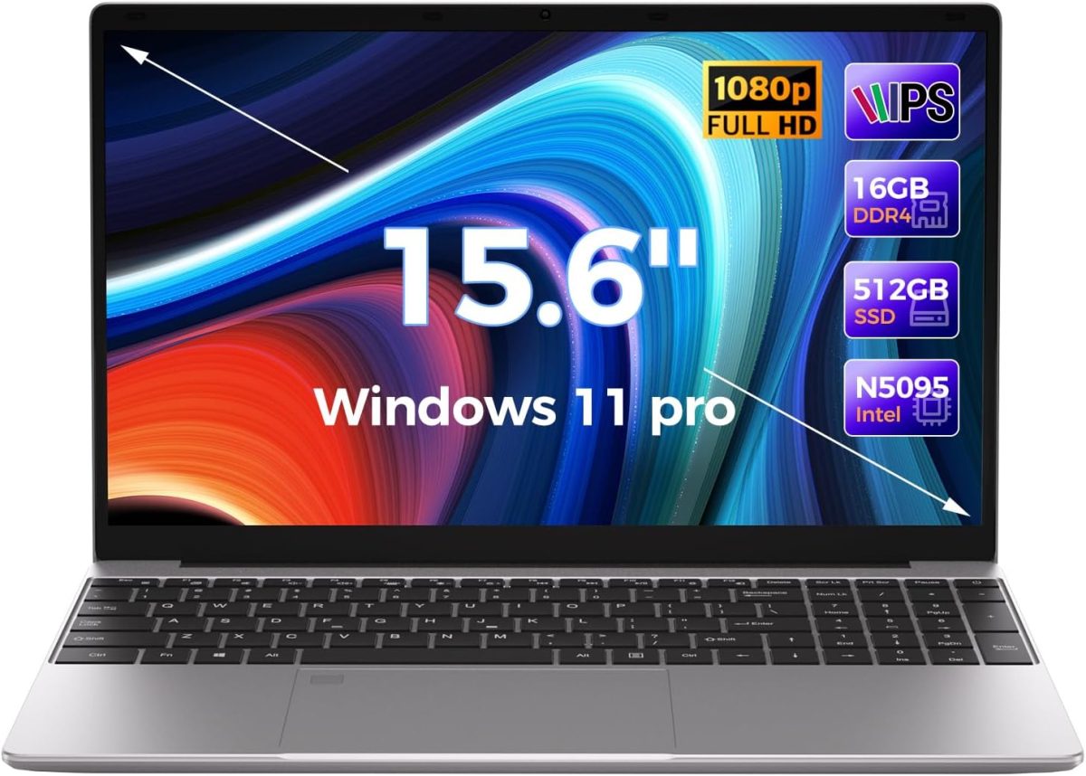 TOPGRO 15.6" Laptop Computer, Mouse and Mouse pad Included, Cerelon N5095, 16GB DDR4/512GB SSD, 1920x1080P, Fingerprint Reader, WiFi5, BT4.2, USB3.0, MINI HDMI, Windows11 Pro, Backlit KB