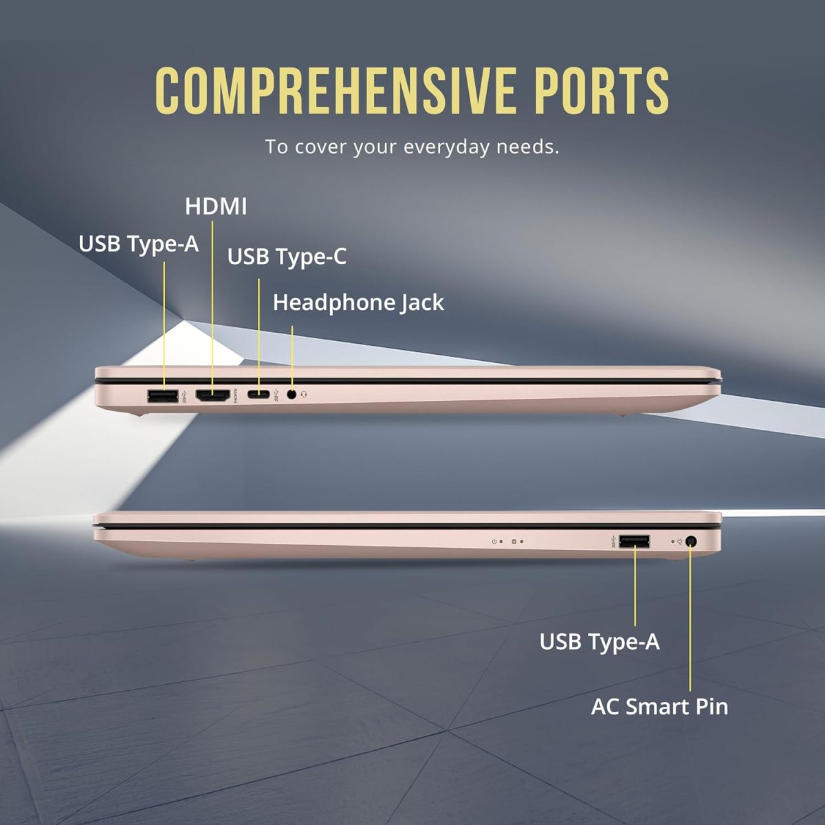 ⁦HP 17.3" HD+ BrightView Laptop, Intel Celeron N4120, 8GB RAM, 416GB Storage (256GB SSD + 160GB Docking Station Set), Intel UHD Graphics, Full-Size Keyboard, Webcam, Wi-Fi, Windows 11 Home, Rose Gold⁩ - الصورة ⁦9⁩