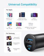 ⁦شاحن سيارة USB-C من انكر بقدرة 30 واط بمنفذين من النوع سي، شاحن سيارة ايفون مع باور اي كيو 3.0 لايفون 16/15/14/13/12 سلسلة سامسونج جالكسي S23/S22/S21 وايباد برو وايربودز وهواوي والمزيد⁩ - الصورة ⁦5⁩