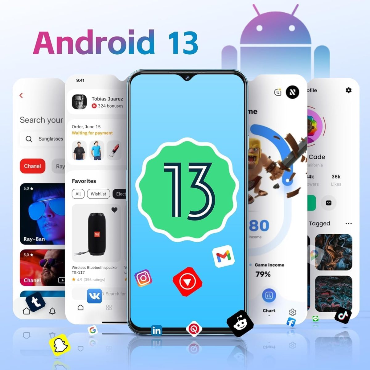 ⁦كوبت هاتف ذكي P80 اندرويد 13 بذاكرة RAM 8GB وروم 512GB وشاشة 6.55 انش FHD+ وبطارية 5200mAh وكاميرا خلفية 48MP وكاميرا امامية 24MP و4G ثنائي شرائح الاتصال وبصمة اصابع/ان اف سي/او تي جي/اصدار عالمي⁩ - الصورة ⁦6⁩