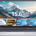 لابتوب العاب 15.6 انش، معالج N95 (حتى 3.4GHz) شاشة 1920×1080 FHD IPS، لابتوب 16GB DDR4 512GB SSD، زاوية مفتوحة 180 درجة، بصمة الاصبع، كيبورد باضاءة خلفية، واي فاي لطلاب الاعمال