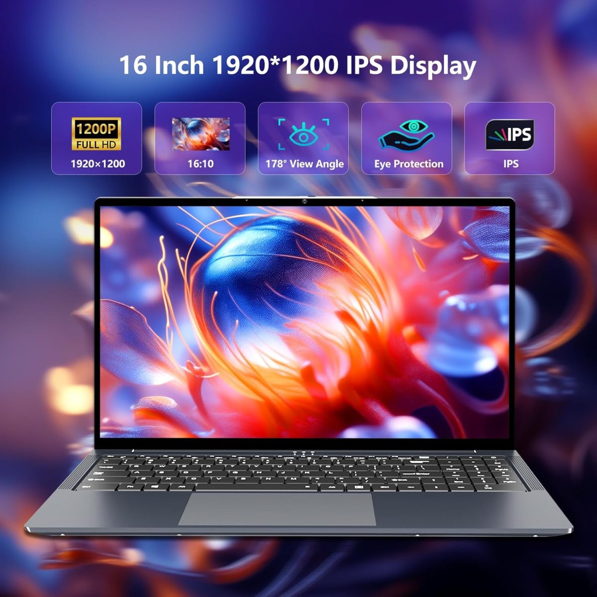 ⁦لابتوب اومنيكا i5 2025 بشاشة 16 انش بتردد 3.60GHz وذاكرة RAM 16GB وSSD 512GB FHD 1920×1200 وزاوية مفتوحة 180 درجة وكيبورد باضاءة خلفية للعمل والطلاب⁩ - الصورة ⁦3⁩