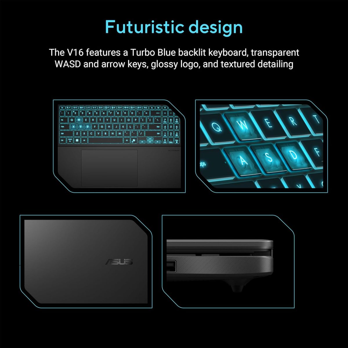 ⁦اسس لابتوب العاب V16، شاشة 16 انش WUXGA 144Hz، معالج انتل كور 7 240H، انفيديا جيفورس RTX 3050، ذاكرة 16GB، تخزين 512GB، ويندوز 11، اسود مات، V3607VJ-DS76⁩ - الصورة ⁦4⁩