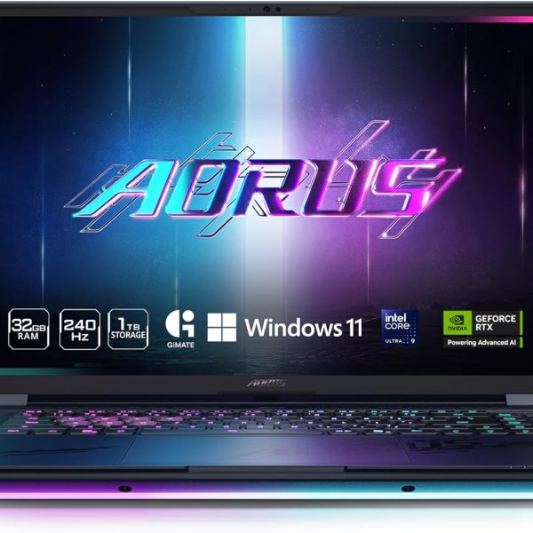 جيجابايت لابتوب اوروس ماستر 16 للالعاب - 240Hz 2560x1600 OLED - انفيديا جيفورس RTX 5070 Ti - انتل كور الترا 9 275HX - 1TB SSD مع 32GB DDR5 RAM - ويندوز 11 هوم AD (اوروس ماستر 16 BXH-C4USE64SH)